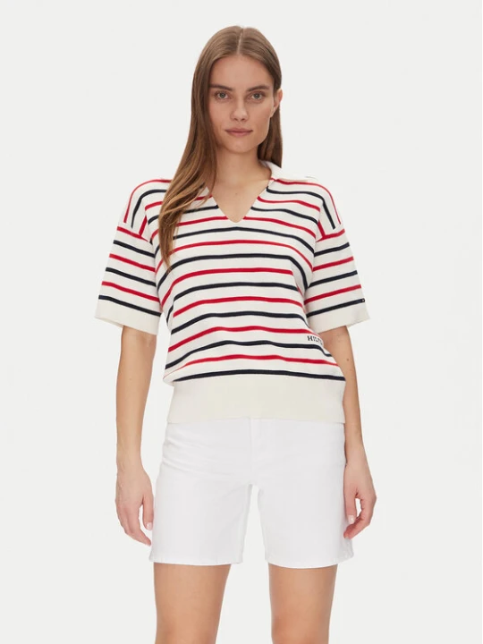 Zdjęcie produktu Tommy Hilfiger Sweter Mini Stp Co Open Polo Ss Swt WW0WW45400 Kolorowy Regular Fit