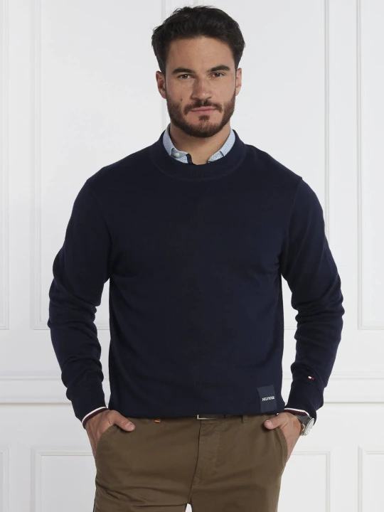 Zdjęcie produktu Tommy Hilfiger Sweter MONOTYPE GS TIPPED | Regular Fit | z dodatkiem jedwabiu granatowy
