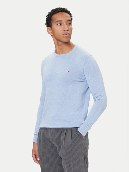 Zdjęcie produktu Tommy Hilfiger Sweter MW0MW28046 Błękitny Regular Fit Niebieski jasny