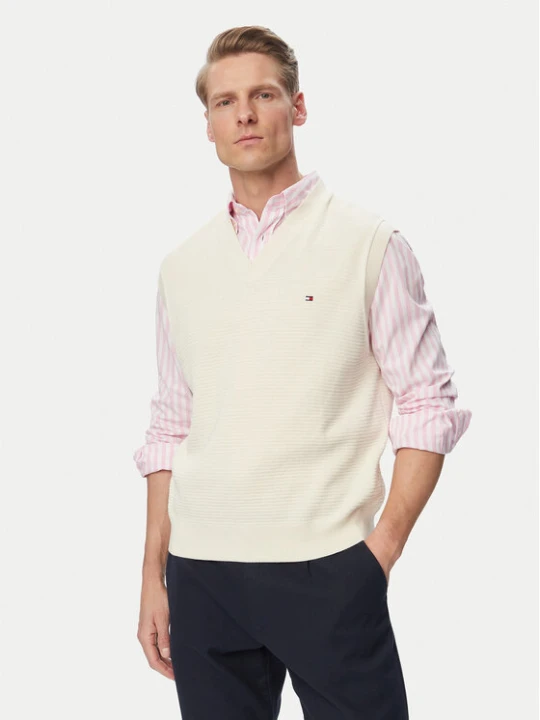 Zdjęcie produktu Tommy Hilfiger Sweter MW0MW43244 Kremowy Regular Fit