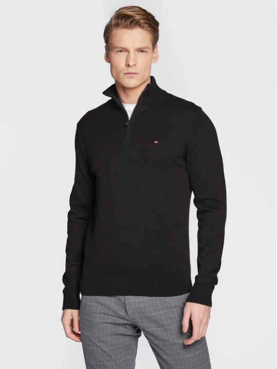 Zdjęcie produktu Tommy Hilfiger Sweter Pima MW0MW28049 Czarny Regular Fit