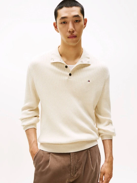 Zdjęcie produktu Tommy Hilfiger Sweter pima | Regular Fit | z dodatkiem kaszmiru beżowy