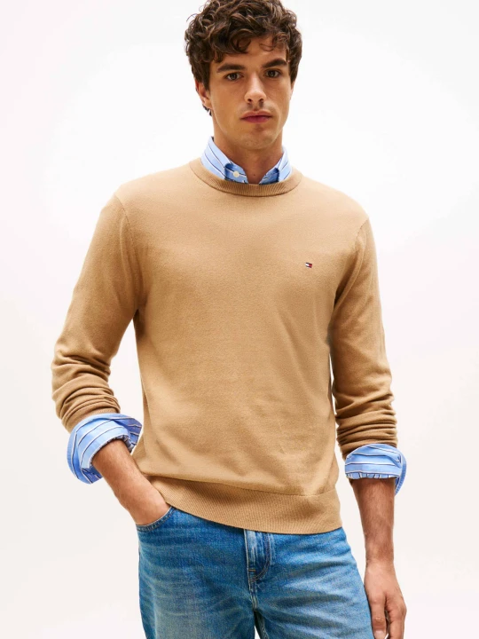 Zdjęcie produktu Tommy Hilfiger Sweter | Regular Fit | z dodatkiem kaszmiru beżowy