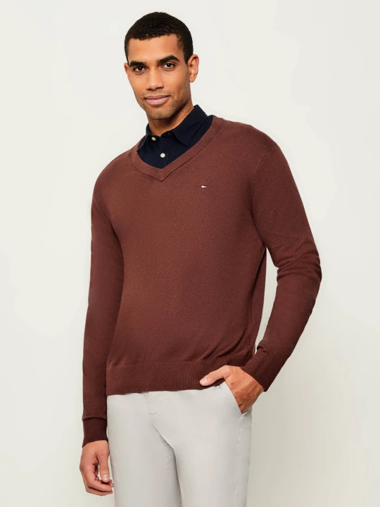 Zdjęcie produktu Tommy Hilfiger Sweter | Regular Fit | z dodatkiem kaszmiru brązowy