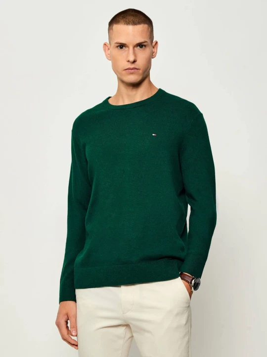 Zdjęcie produktu Tommy Hilfiger Sweter | Regular Fit | z dodatkiem kaszmiru butelkowa zieleń
