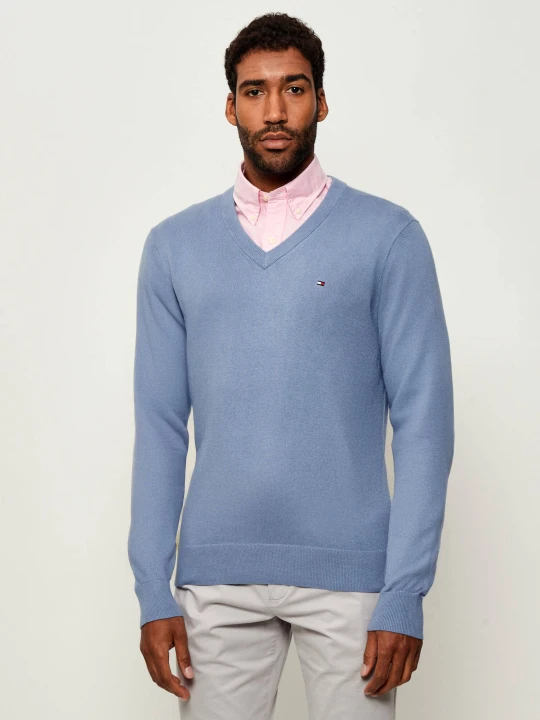 Zdjęcie produktu Tommy Hilfiger Sweter | Regular Fit | z dodatkiem kaszmiru niebieski