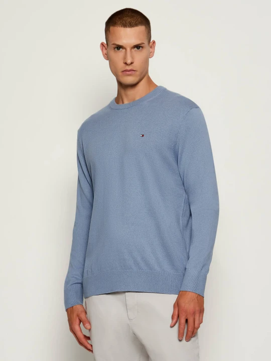Zdjęcie produktu Tommy Hilfiger Sweter | Regular Fit | z dodatkiem kaszmiru błękitny