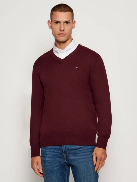Zdjęcie produktu Tommy Hilfiger Sweter | Regular Fit | z dodatkiem kaszmiru bordowy