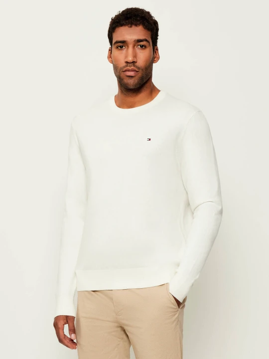Zdjęcie produktu Tommy Hilfiger Sweter | Regular Fit | z dodatkiem kaszmiru ecru
