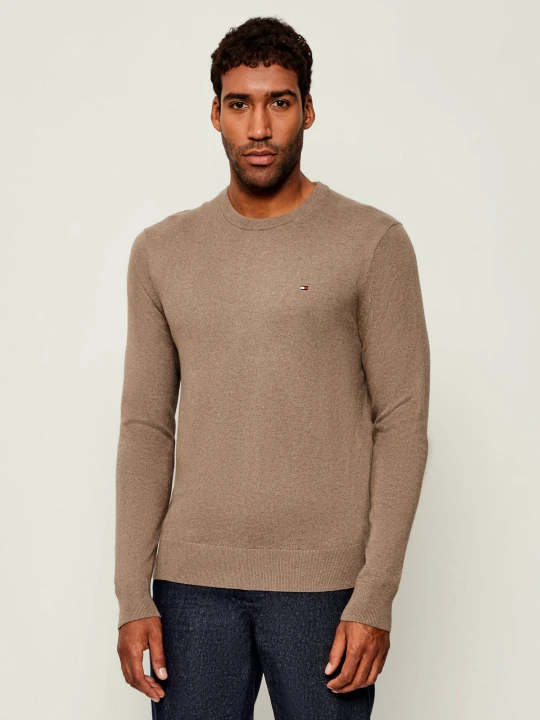 Zdjęcie produktu Tommy Hilfiger Sweter | Regular Fit | z dodatkiem kaszmiru beżowy
