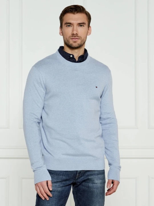Zdjęcie produktu Tommy Hilfiger Sweter | Regular Fit | z dodatkiem kaszmiru błękitny