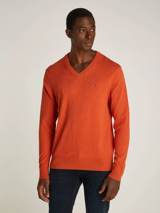 Zdjęcie produktu Tommy Hilfiger Sweter | Regular Fit | z dodatkiem kaszmiru pomarańczowy