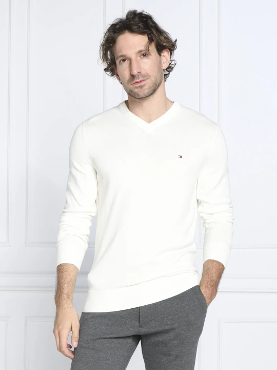 Zdjęcie produktu Tommy Hilfiger Sweter | Regular Fit | z dodatkiem kaszmiru kremowy