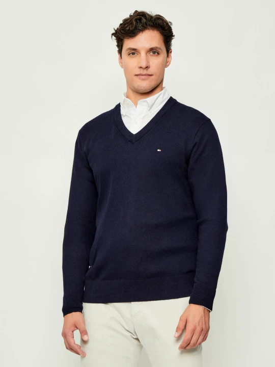Zdjęcie produktu Tommy Hilfiger Sweter | Regular Fit | z dodatkiem kaszmiru granatowy