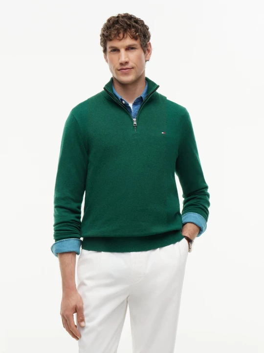 Zdjęcie produktu Tommy Hilfiger Sweter | Regular Fit | z dodatkiem kaszmiru butelkowa zieleń
