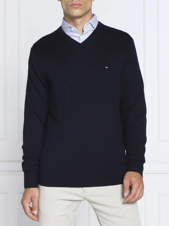Zdjęcie produktu Tommy Hilfiger Sweter | Regular Fit | z dodatkiem kaszmiru granatowy