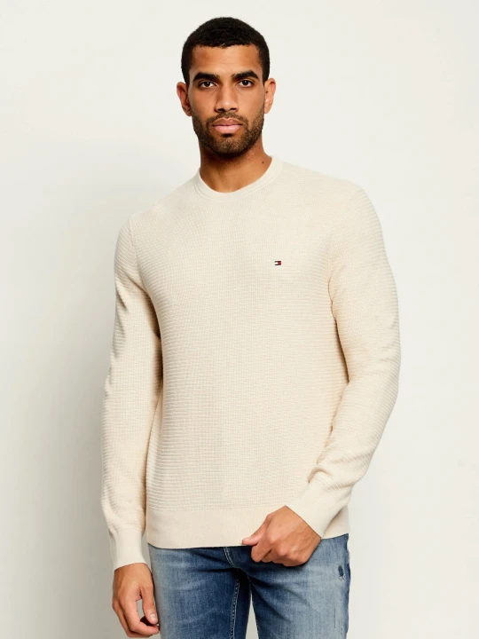 Zdjęcie produktu Tommy Hilfiger Sweter | Regular Fit | z dodatkiem kaszmiru | pima beżowy
