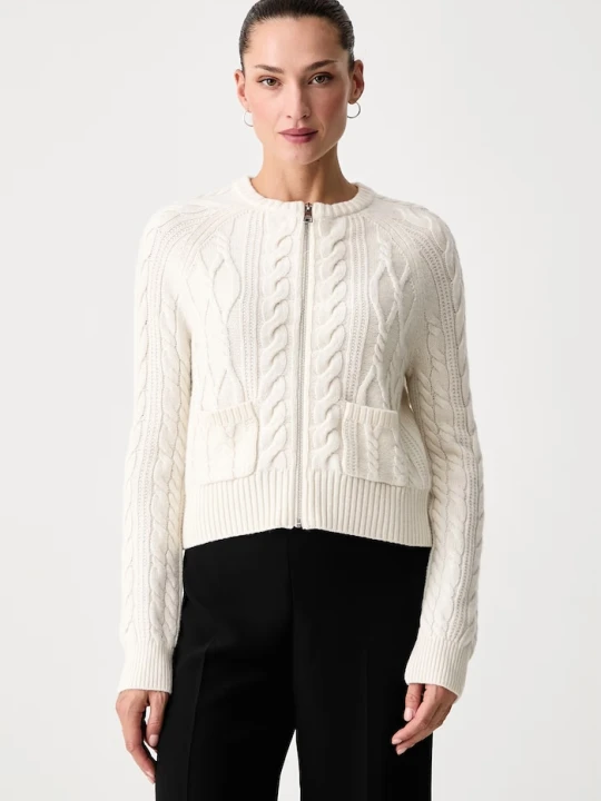 Zdjęcie produktu Tommy Hilfiger sweter rozpinany damski z wełną beżowy