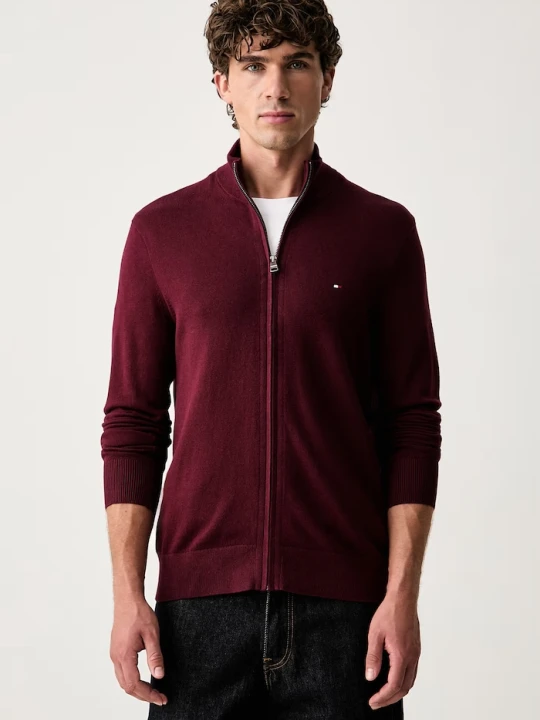 Zdjęcie produktu Tommy Hilfiger sweter rozpinany męski z bawełną bordowy