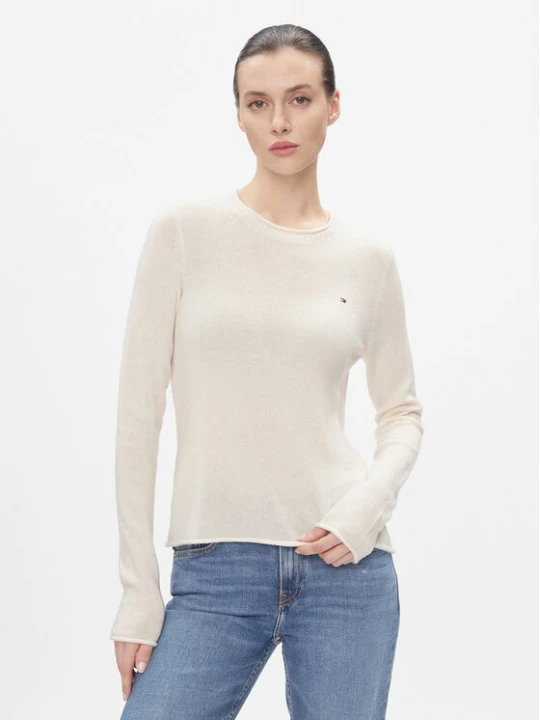 Zdjęcie produktu Tommy Hilfiger Sweter Soft Wool C-Nk Sweater WW0WW40264 Żółty Regular Fit