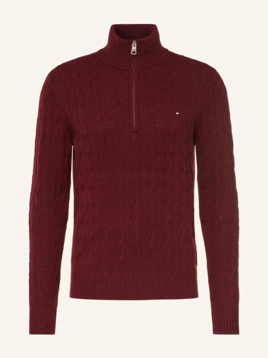 Zdjęcie produktu Tommy Hilfiger Sweter Typu Troyer rot CIEMNOCZERWONY