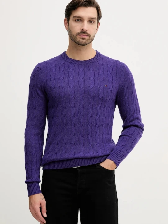 Zdjęcie produktu Tommy Hilfiger sweter wełniany fioletowy