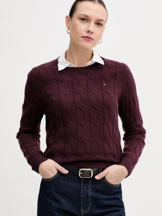 Zdjęcie produktu Tommy Hilfiger sweter wełniany bordowy