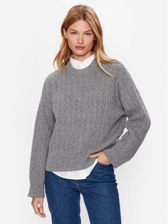 Zdjęcie produktu Tommy Hilfiger Sweter WW0WW39003 Szary Oversize