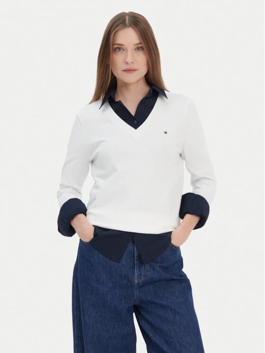 Zdjęcie produktu Tommy Hilfiger Sweter WW0WW42049 Biały Regular Fit