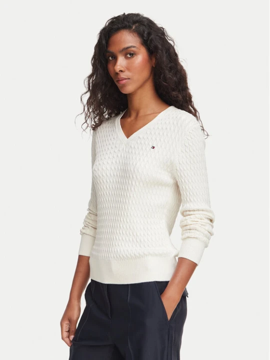 Zdjęcie produktu Tommy Hilfiger Sweter WW0WW44987 Kremowy Regular Fit