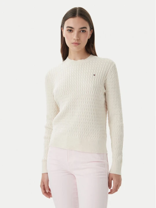 Zdjęcie produktu Tommy Hilfiger Sweter WW0WW44993 Écru Regular Fit Kremowy