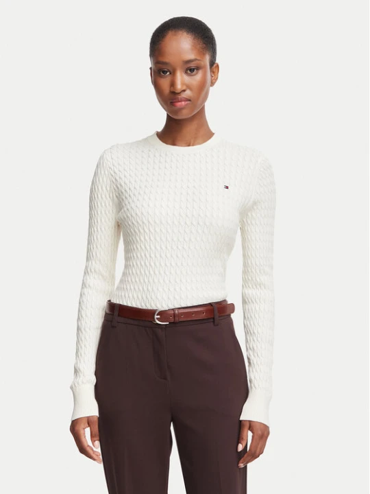 Zdjęcie produktu Tommy Hilfiger Sweter WW0WW44993 Kremowy Regular Fit