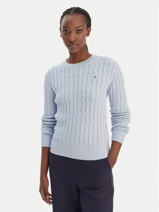 Zdjęcie produktu Tommy Hilfiger Sweter WW0WW47644 Błękitny Regular Fit Niebieski jasny