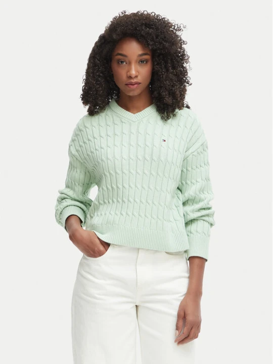 Zdjęcie produktu Tommy Hilfiger Sweter WW0WW48433 Zielony jasny Regular Fit
