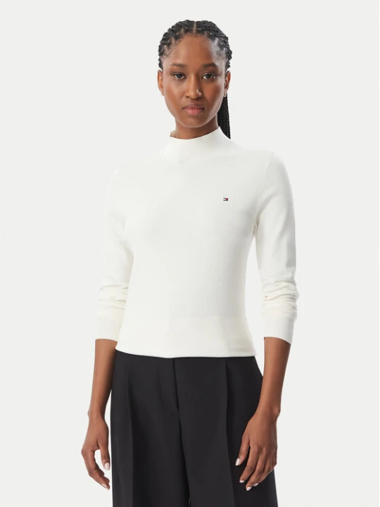 Zdjęcie produktu Tommy Hilfiger Sweter WW0WW51383 Kremowy Slim Fit