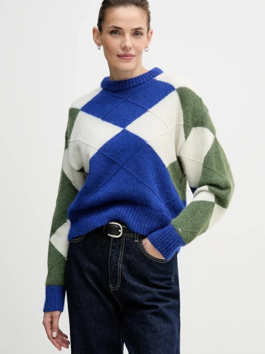 Zdjęcie produktu Tommy Hilfiger sweter z dodatkiem alpaki niebieski