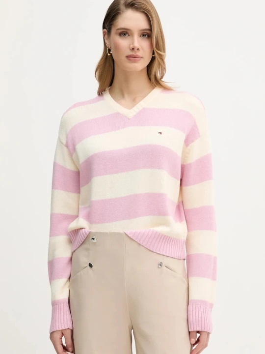 Zdjęcie produktu Tommy Hilfiger sweter z dodatkiem kaszmiru różowy