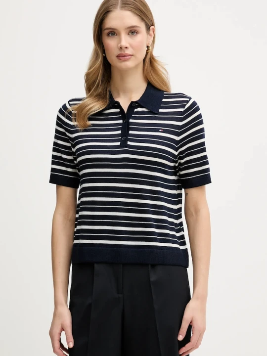 Zdjęcie produktu Tommy Hilfiger sweter z dodatkiem wełny granatowy