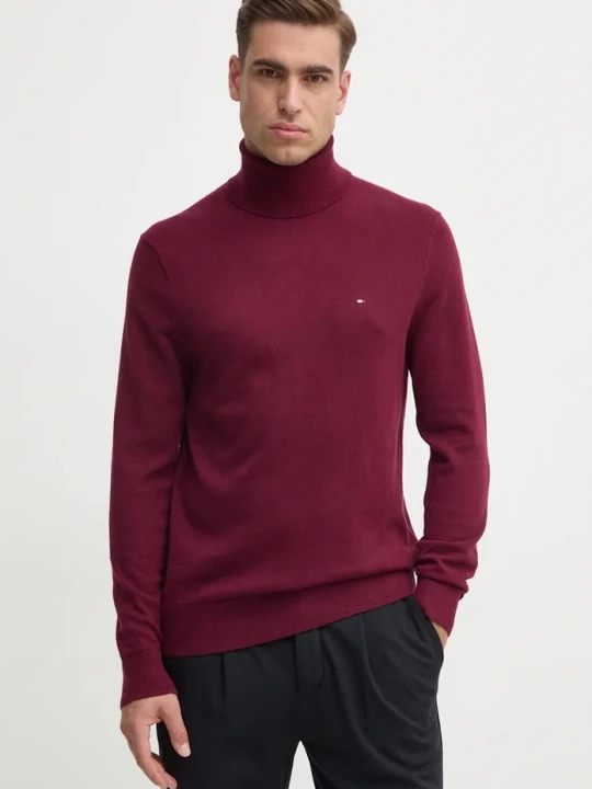 Zdjęcie produktu Tommy Hilfiger sweter z domieszką kaszmiru bordowy