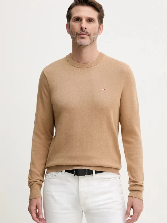 Zdjęcie produktu Tommy Hilfiger sweter z domieszką kaszmiru brązowy