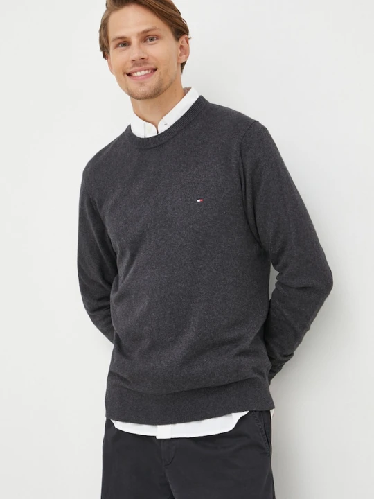 Zdjęcie produktu Tommy Hilfiger sweter z domieszką kaszmiru szary