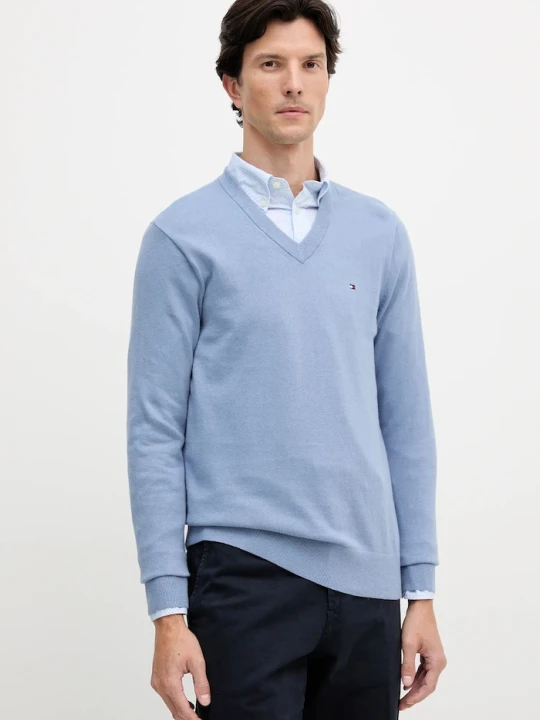 Zdjęcie produktu Tommy Hilfiger sweter z domieszką kaszmiru niebieski