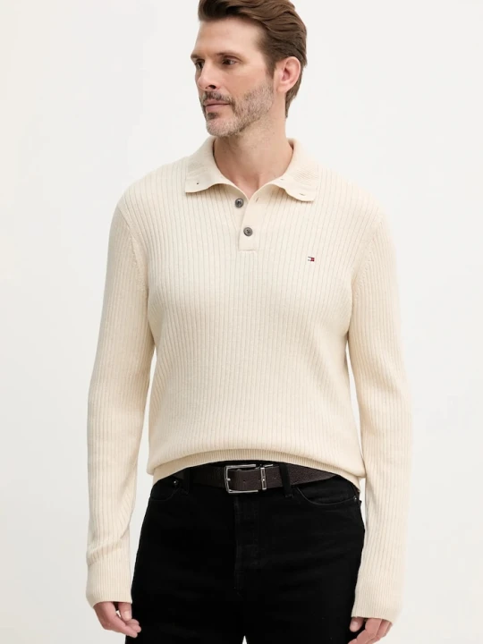 Zdjęcie produktu Tommy Hilfiger sweter z domieszką kaszmiru beżowy