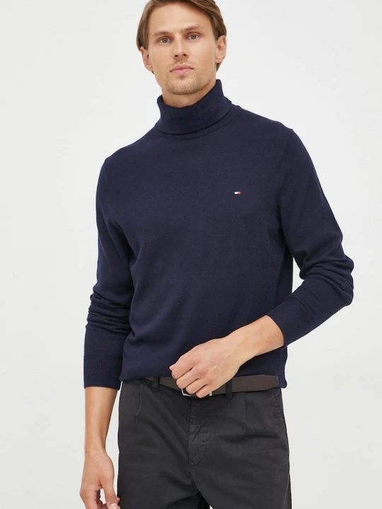 Zdjęcie produktu Tommy Hilfiger sweter z domieszką kaszmiru granatowy