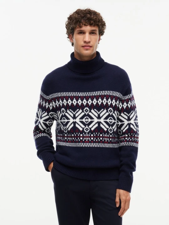 Zdjęcie produktu Tommy Hilfiger sweter z golfem z wełny Mężczyźni Wełna niebieski