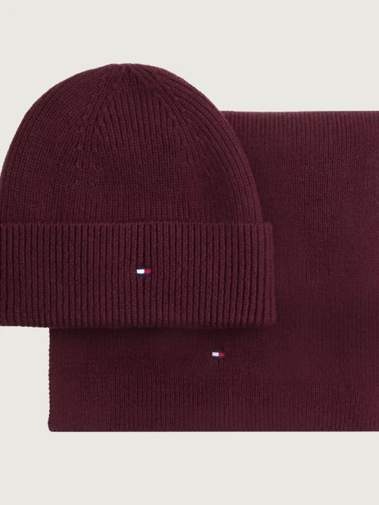 Zdjęcie produktu Tommy Hilfiger Szal + czapka | z dodatkiem wełny bordowy