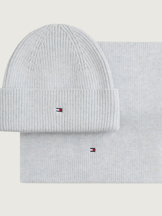Zdjęcie produktu Tommy Hilfiger Szal + czapka | z dodatkiem wełny szary