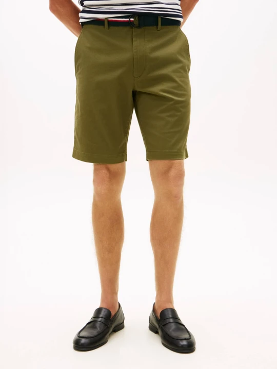 Zdjęcie produktu Tommy Hilfiger Szorty chino + pasek Denton | Slim Fit oliwkowy