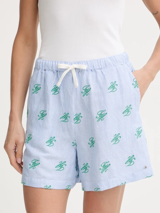 Zdjęcie produktu Tommy Hilfiger szorty damskie z lnem SUMMER niebieski