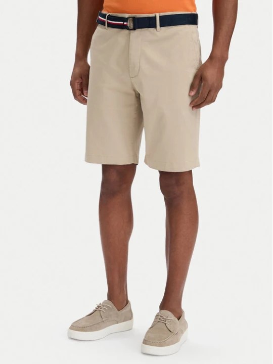 Zdjęcie produktu Tommy Hilfiger Komplet szorty i pasek Denton MW0MW42349 Beżowy jasny Slim Fit